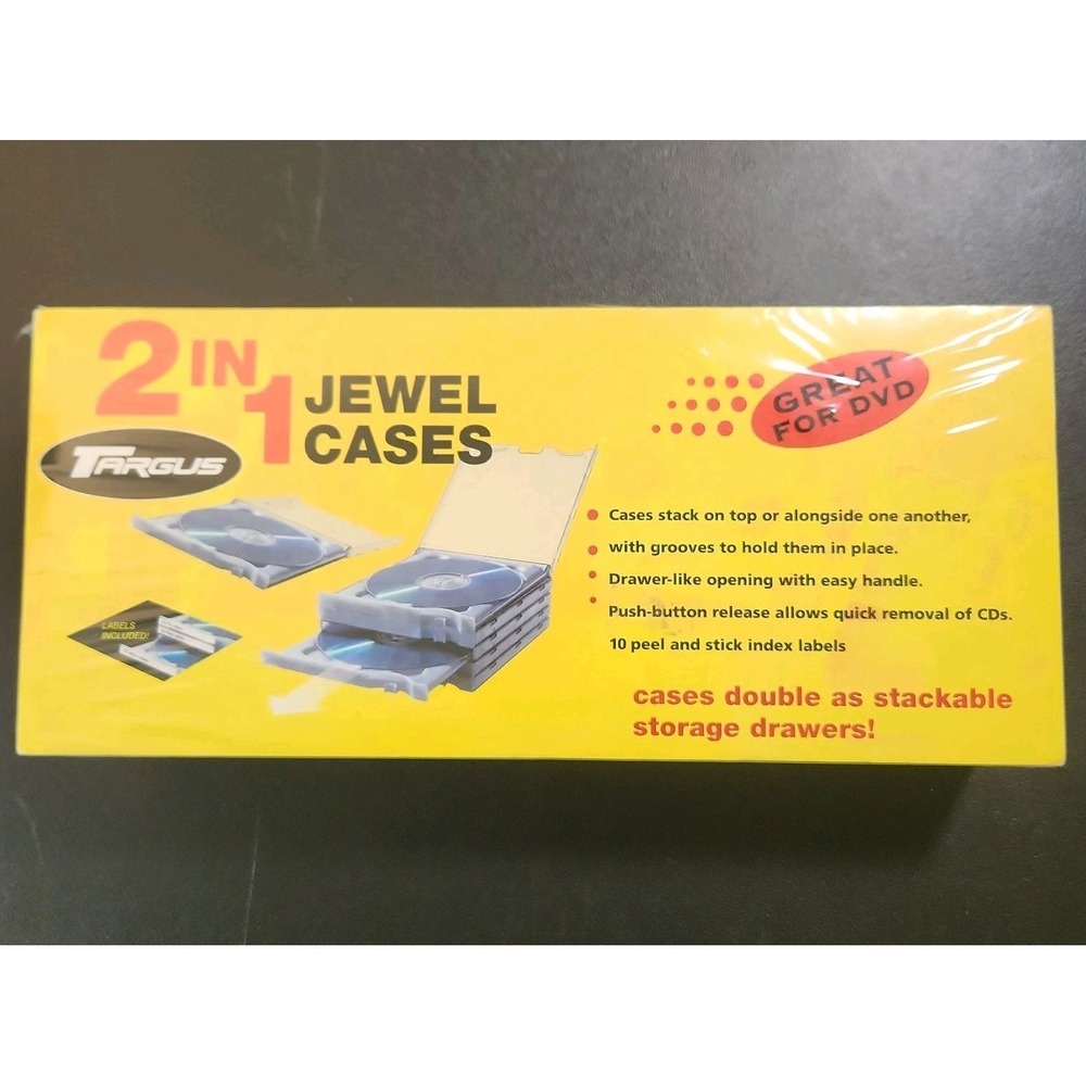Vintage Targus DVD-CDs Jewel Case Stacks Storage Button Release Peel Label Stick